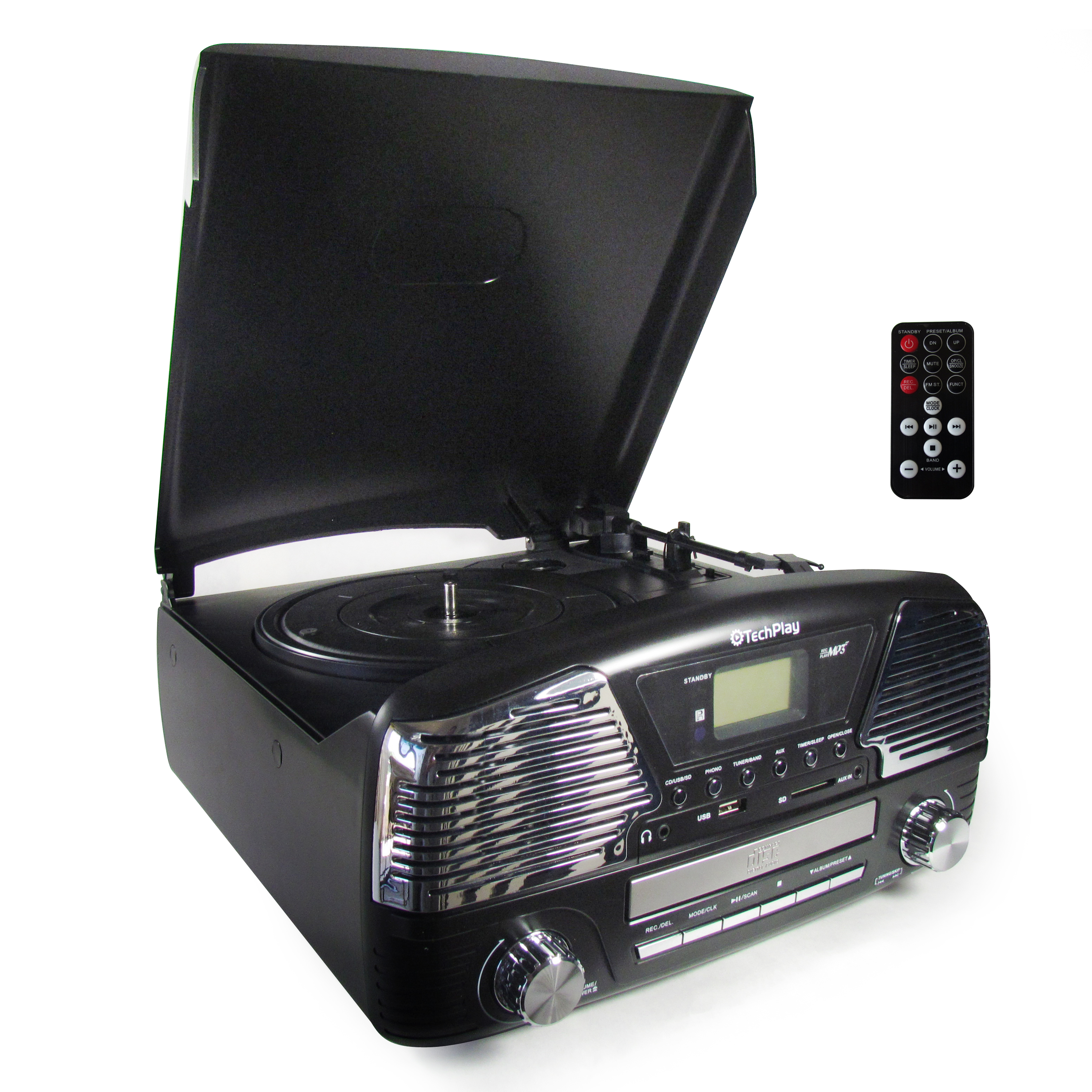 TechPlay ODC35 BLK, 3 Spead turntable, programmable MP3 CD playe